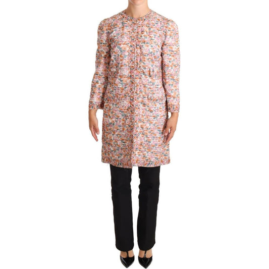 Dolce & Gabbana Elegant Floral Silk Trench Coat WOMAN COATS & JACKETS Dolce & Gabbana Rosy Brown