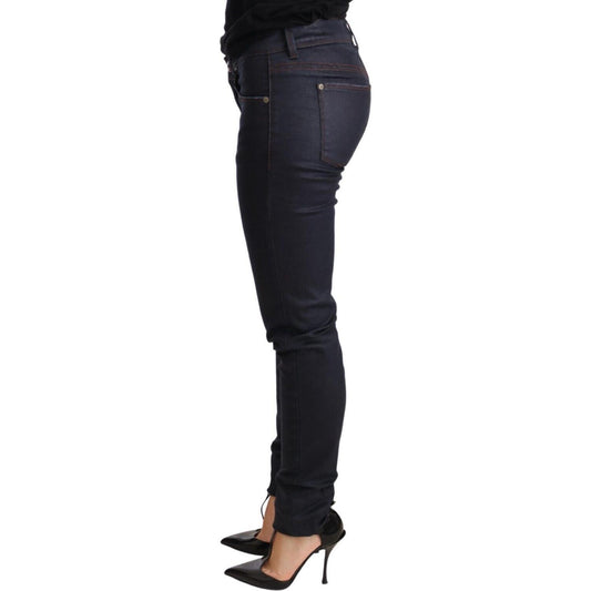 Ermanno Scervino Chic Dark Blue Low Waist Skinny Jeans Jeans & Pants Ermanno Scervino Dark Slate Gray