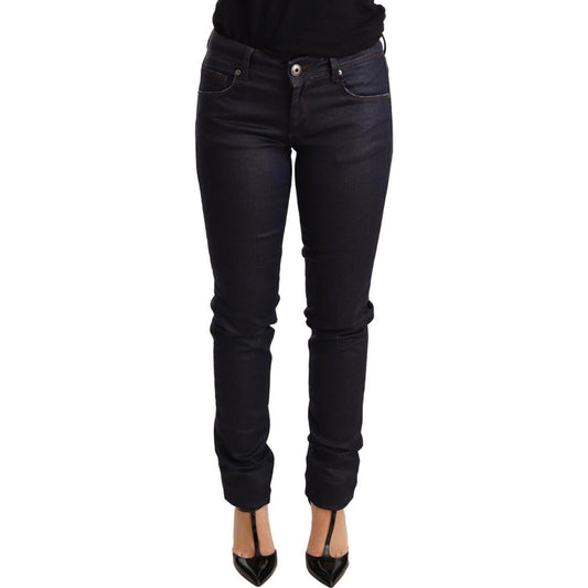 Ermanno Scervino Chic Dark Blue Low Waist Skinny Jeans Jeans & Pants Ermanno Scervino Black