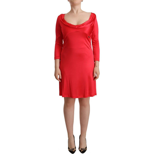 John Galliano Elegant Red Knee-Length Sheath Dress WOMAN DRESSES John Galliano Firebrick