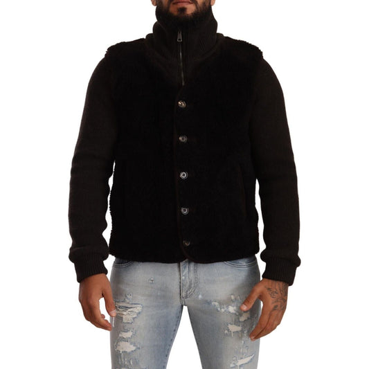 Dolce & Gabbana Elegant Leather Bomber Jacket Dolce & Gabbana Dark Gray