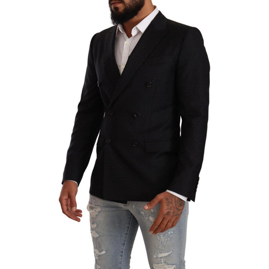 Dolce & Gabbana Elegant Black Dotted Formal Blazer Dolce & Gabbana Black