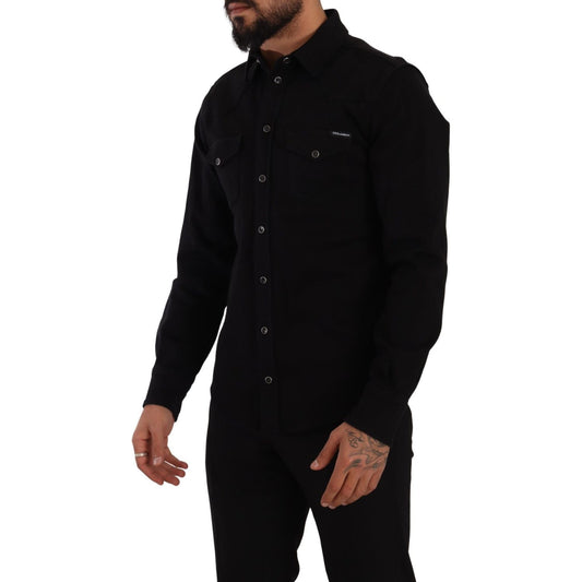 Dolce & Gabbana Slim Fit Casual Black Designer Shirt Dolce & Gabbana Black