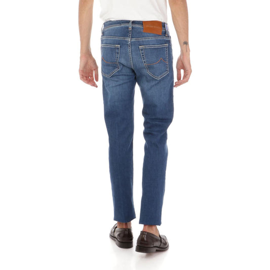 Jacob Cohen Blue Cotton Slim Men Jeans Jacob Cohen Dark Slate Gray