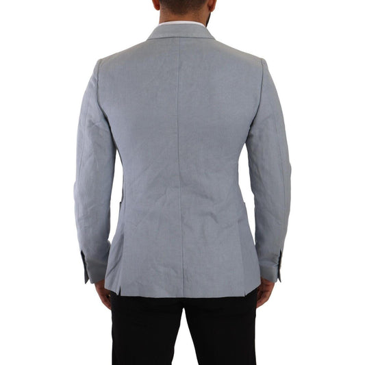 Dolce & Gabbana Elegant Slim Fit Light Blue Double Breasted Blazer Dolce & Gabbana Light Slate Gray