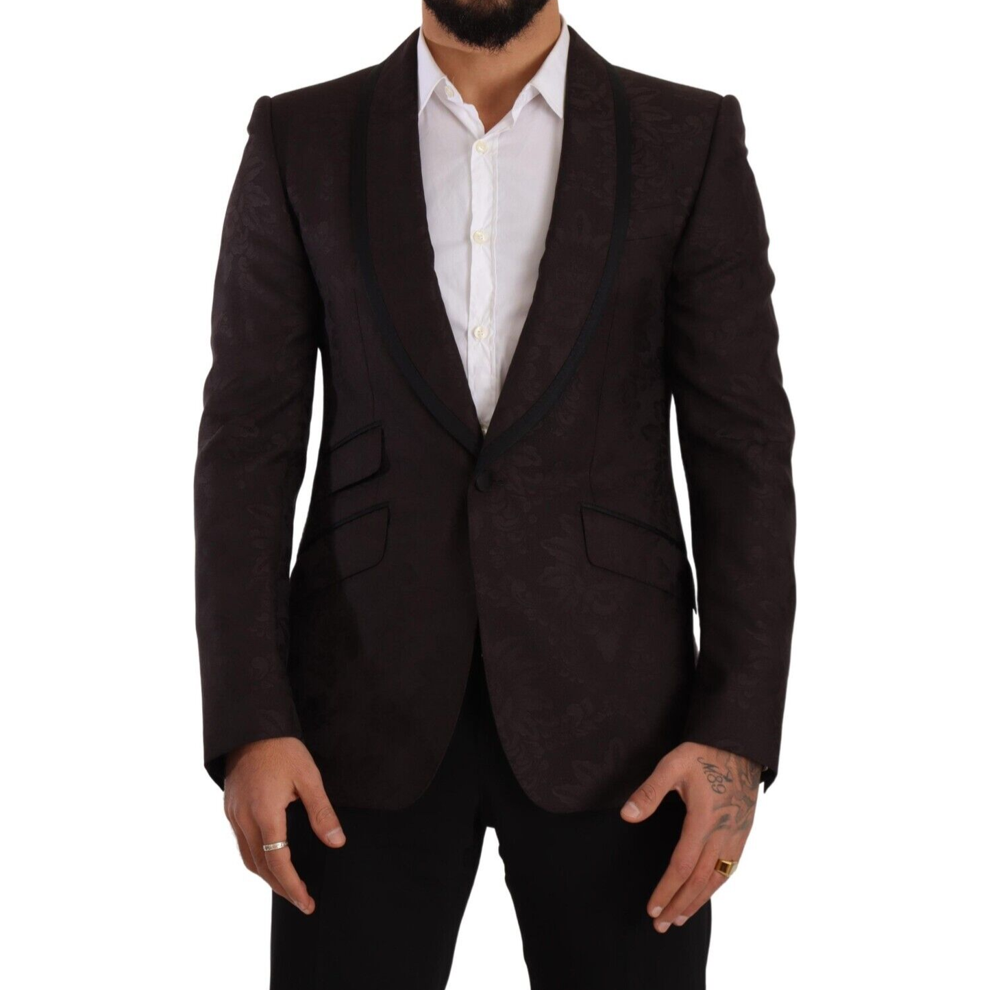 Dolce & Gabbana Purple Jacquard Single Breasted SICILIA Blazer