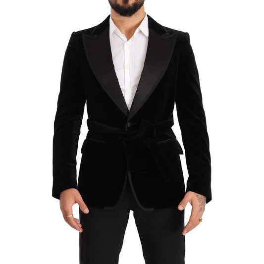 Dolce & Gabbana Elegant Single Breasted Velvet Blazer Dolce & Gabbana Gray