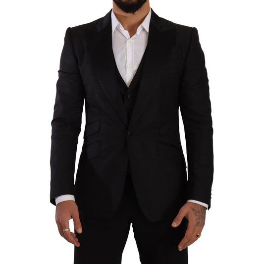 Dolce & Gabbana Sicilia Slim Fit Black Suit Ensemble Dolce & Gabbana Black