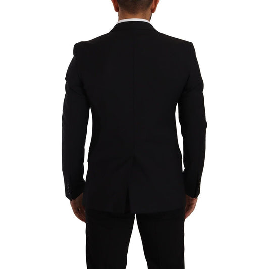 Dolce & Gabbana Elegant Black Martini Slim Fit Blazer and Vest Dolce & Gabbana Black