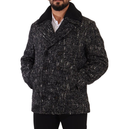 Dolce & Gabbana Black Wool Double Breasted Coat Men Jacket
