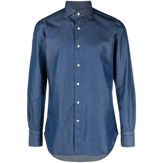 FINAMORE 1925 NAPOLI Shirts Blue Shirts Finamore 1925 Napoli Dark Slate Blue