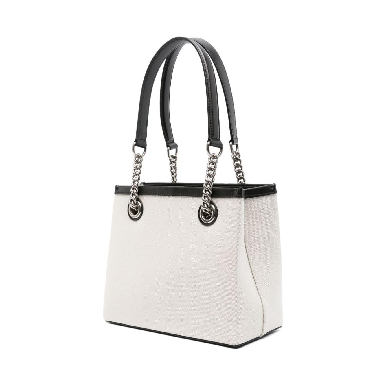 Front view with bag zipped and handles upright.