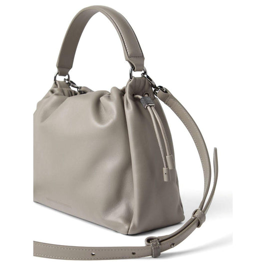 Brunello Cucinelli  Small Mellow Leather Bucket Bag in Grey Handbag Brunello Cucinelli Rosy Brown
