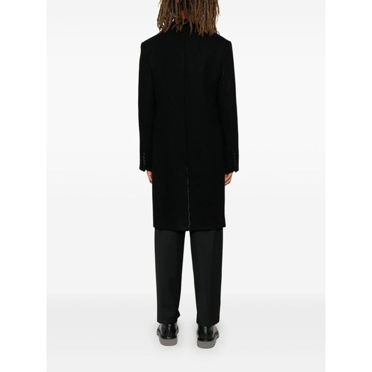 Ami Paris Virgin Wool Men Coats Black Jackets Ami Paris White Smoke