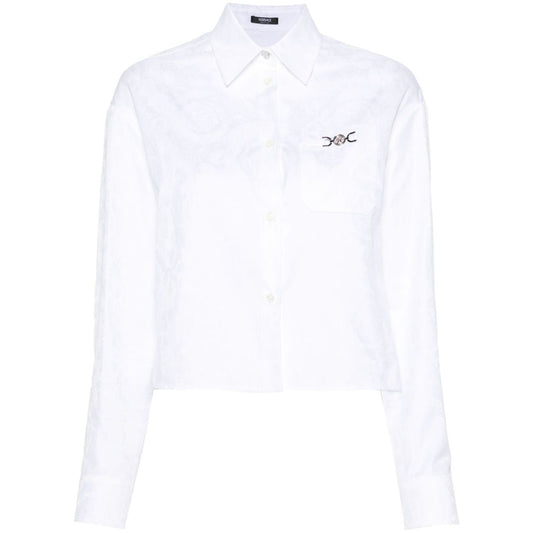 Versace Baroque jacquard crop shirt Shirts Versace White Smoke