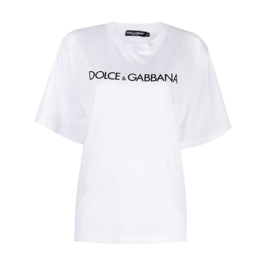 Dolce & Gabbana logo print cotton T-shirt Topwear Dolce & Gabbana White Smoke