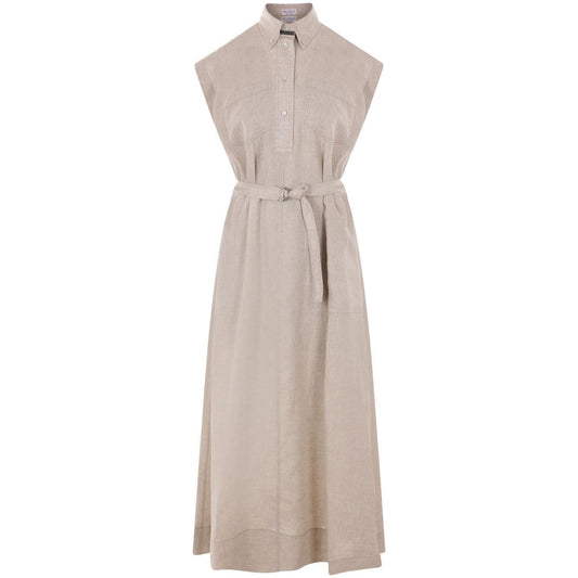 Brunello Cucinelli long linen dress Dresses Brunello Cucinelli Gray