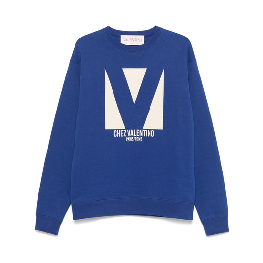 Valentino Chez Valentino Print Sweatshirt Topwear Valentino Dark Slate Blue