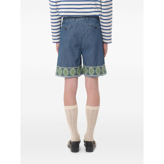 Valentino denim bermuda shorts with jacquard hem Short trousers Valentino White Smoke