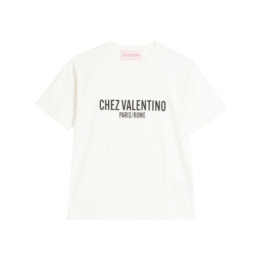 Valentino Chez Valentino-Print T-shirt Topwear Valentino White Smoke