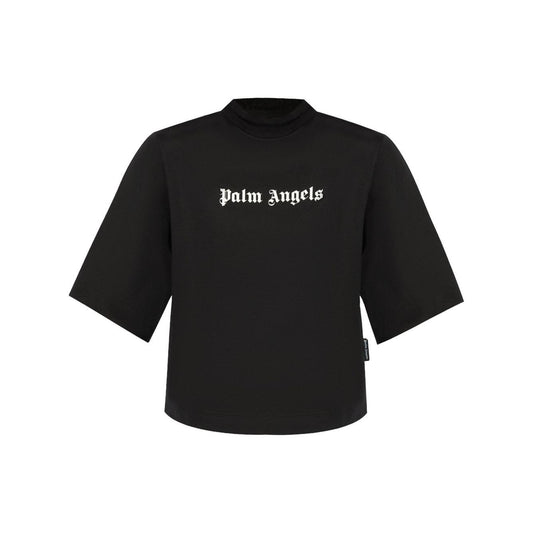 Palm Angels crop T-shirt with logo Topwear Palm Angels Black