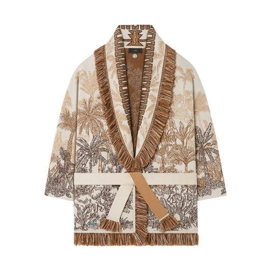 Alanui Jungle Toile De Jouy Cardigan Topwear Alanui Tan