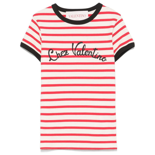 Valentino striped T-shirt Topwear Valentino Misty Rose
