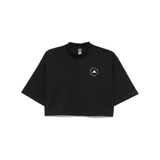 Adidas By Stella McCartney Planet Sport Cropped T-Shirt Topwear Adidas By Stella McCartney Black