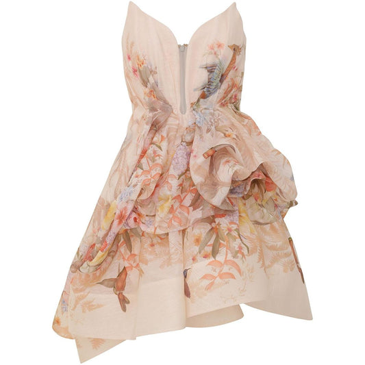Zimmermann Illuminate Draped Short Dress Dresses Zimmermann Gray