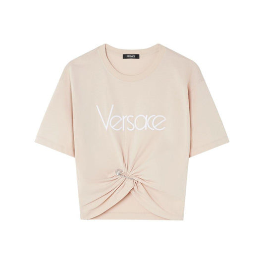 Versace 1978 Re-Edition Logo Safety Pin Short T-Shirt Topwear Versace Light Gray