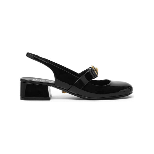 Versace Gianni Ribbon Patent Slingback Pumps 35 mm Medium Heel Versace Light Gray