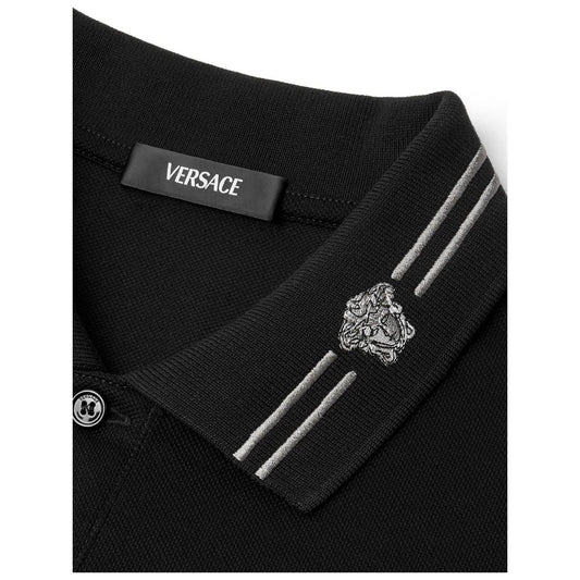 Versace Medusa embroidered polo Topwear Versace Black