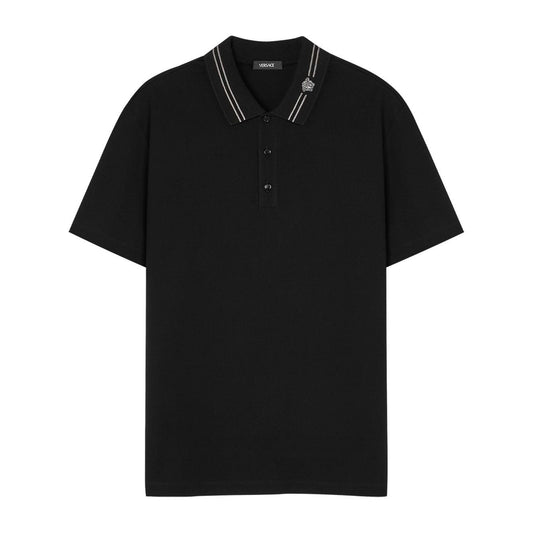 Versace Medusa embroidered polo Topwear Versace Black