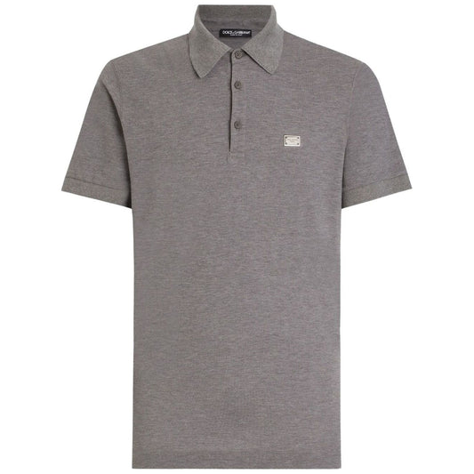 Dolce & Gabbana Cotton piqué polo shirt Topwear Dolce & Gabbana Slate Gray