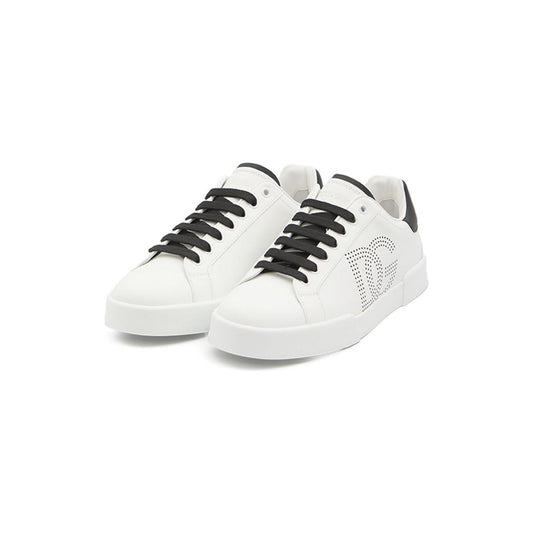 Dolce & Gabbana Portofino perforated-logo leather sneakers Sneakers Dolce & Gabbana Beige