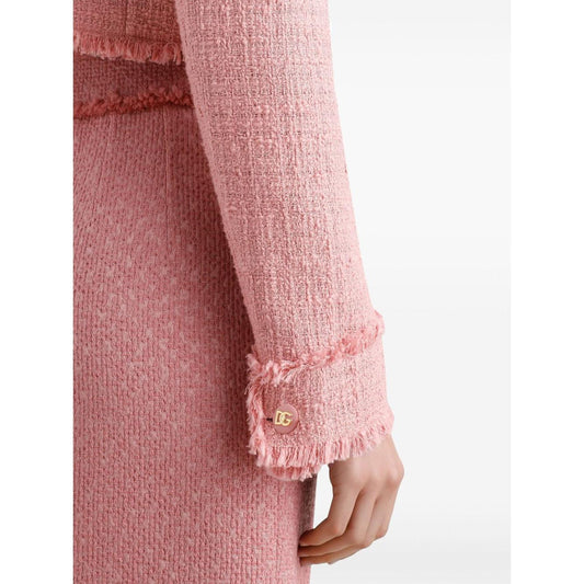 Dolce & Gabbana Short raschel tweed jacket in Pink Jackets Dolce & Gabbana Antique White