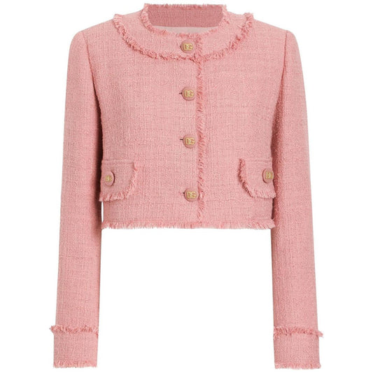 Dolce & Gabbana Short raschel tweed jacket in Pink Jackets Dolce & Gabbana Tan