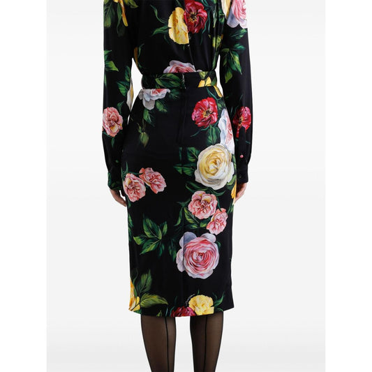 Dolce & Gabbana Floral silk-blend charmeuse midi skirt Skirts Dolce & Gabbana White Smoke