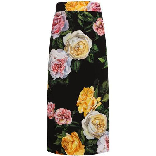 Dolce & Gabbana Floral silk-blend charmeuse midi skirt Skirts Dolce & Gabbana Dark Slate Gray