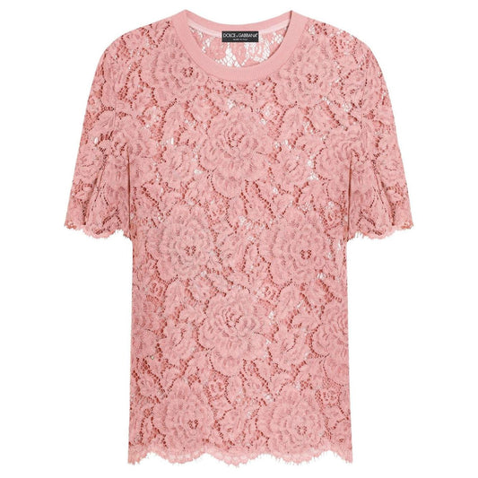 Dolce & Gabbana corded lace short sleeved T-shirt Topwear Dolce & Gabbana Light Pink