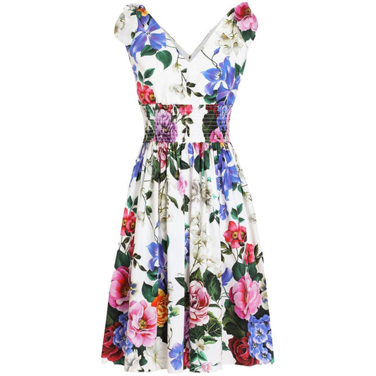 Dolce & Gabbana midi dress in cotton with floral print Dresses Dolce & Gabbana Dark Slate Gray