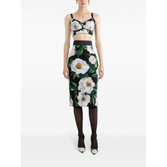 Dolce & Gabbana Floral print elastic pencil skirt Skirts Dolce & Gabbana White Smoke