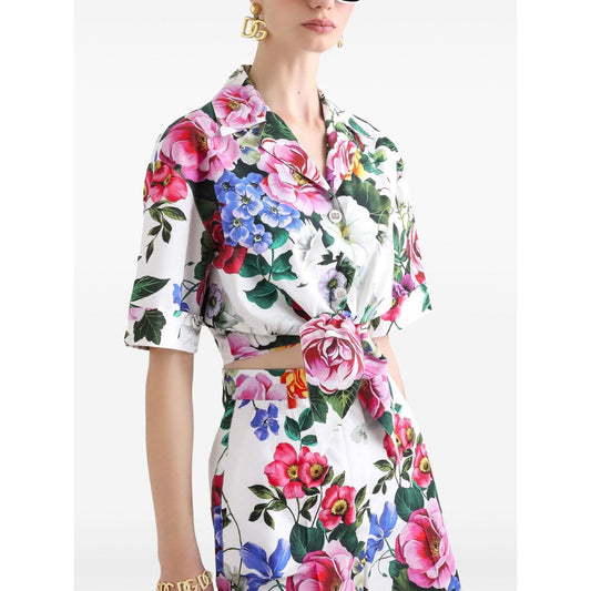 Dolce & Gabbana cropped floral cotton shirt Shirts Dolce & Gabbana Misty Rose