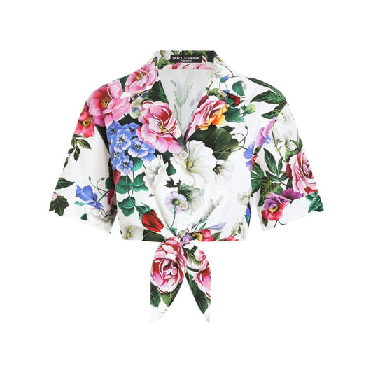 Dolce & Gabbana cropped floral cotton shirt Shirts Dolce & Gabbana Dark Slate Gray