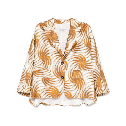 Alberto Biani graphic-print blazer Jackets Alberto Biani Chocolate
