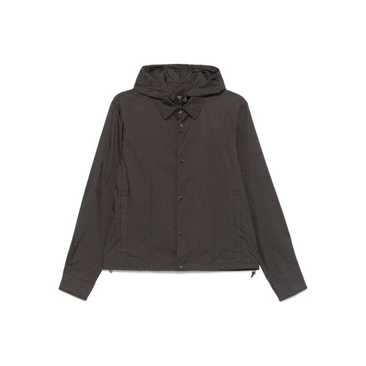 Emporio Armani Blouson with internal nylon bib jacquard all-over lettering Jackets Emporio Armani Dark Slate Gray