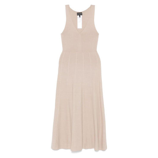 Emporio Armani Seamless, links-stitch knit long dress Dresses Emporio Armani Light Gray