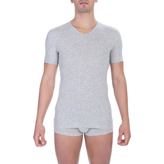 Bikkembergs Gray Cotton Men T-Shirt Bikkembergs Gray