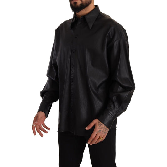Dolce & Gabbana Elegant Black Leather Jacket Dolce & Gabbana Black