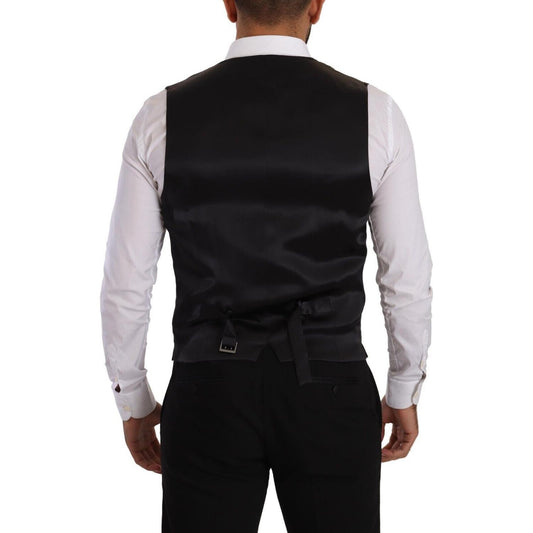 Dolce & Gabbana Elegant Striped Formal Dress Vest Dolce & Gabbana Gray